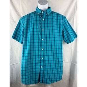 Club Room Men’s Blue Plaid Short sleeve button down  - M